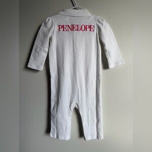 Penelope Ralph Lauren White One Piece with Pink Embroidery